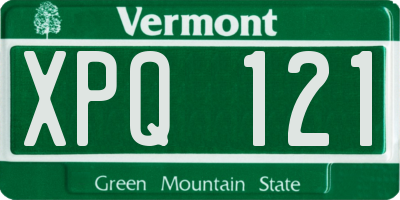 VT license plate XPQ121