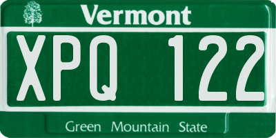 VT license plate XPQ122