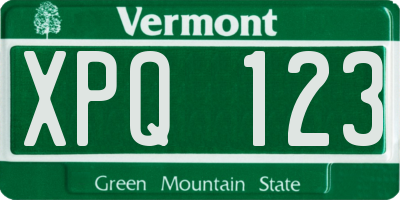 VT license plate XPQ123