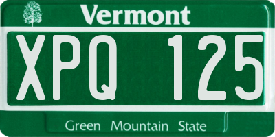 VT license plate XPQ125
