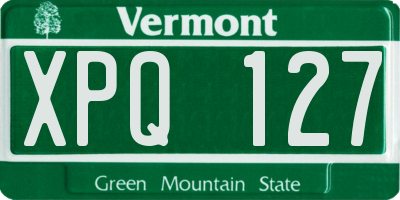 VT license plate XPQ127