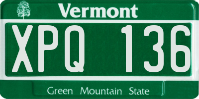 VT license plate XPQ136
