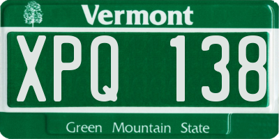 VT license plate XPQ138
