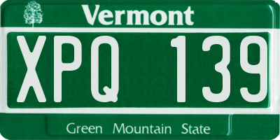 VT license plate XPQ139