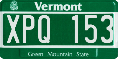 VT license plate XPQ153