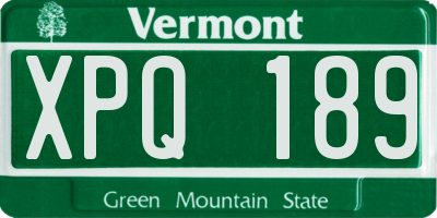 VT license plate XPQ189