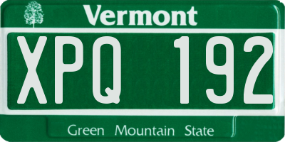 VT license plate XPQ192