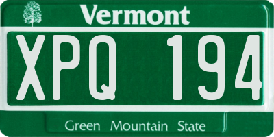 VT license plate XPQ194
