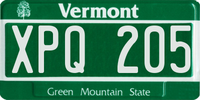 VT license plate XPQ205