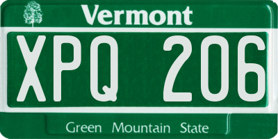 VT license plate XPQ206