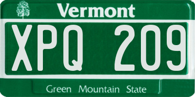 VT license plate XPQ209