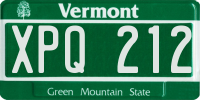 VT license plate XPQ212