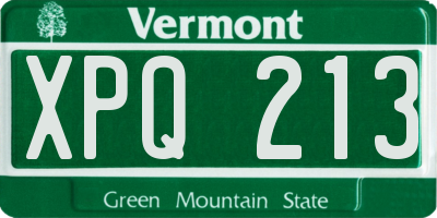VT license plate XPQ213