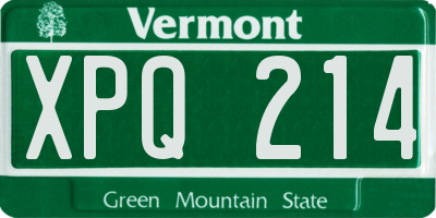 VT license plate XPQ214