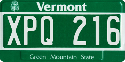 VT license plate XPQ216