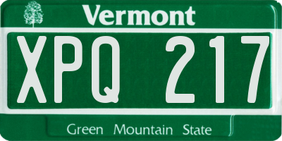 VT license plate XPQ217