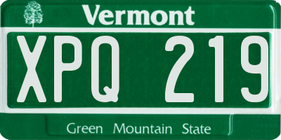 VT license plate XPQ219