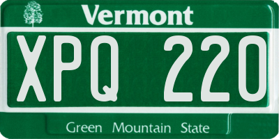 VT license plate XPQ220