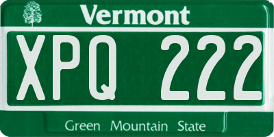 VT license plate XPQ222
