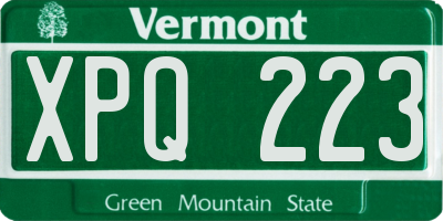 VT license plate XPQ223