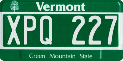 VT license plate XPQ227