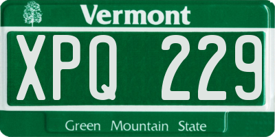 VT license plate XPQ229