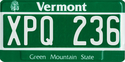 VT license plate XPQ236
