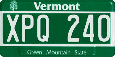 VT license plate XPQ240