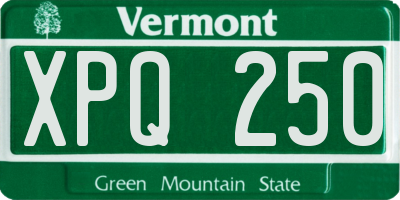 VT license plate XPQ250
