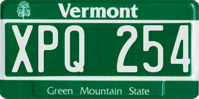 VT license plate XPQ254