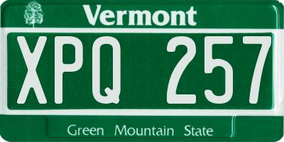 VT license plate XPQ257