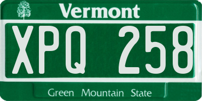 VT license plate XPQ258