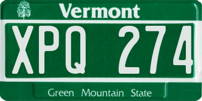 VT license plate XPQ274