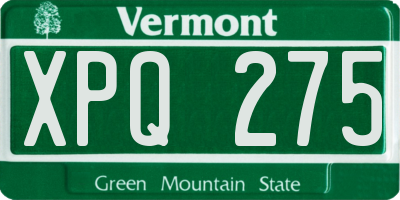 VT license plate XPQ275