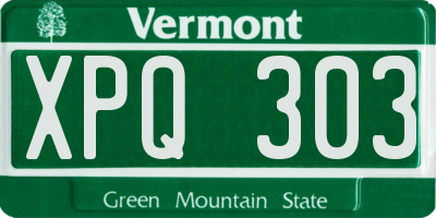 VT license plate XPQ303