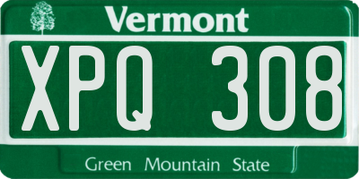 VT license plate XPQ308