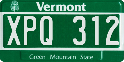 VT license plate XPQ312