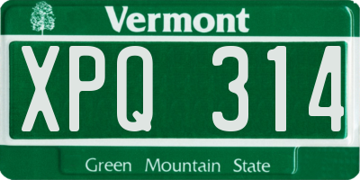 VT license plate XPQ314