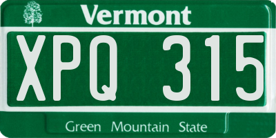 VT license plate XPQ315