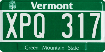 VT license plate XPQ317