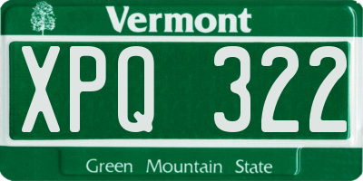 VT license plate XPQ322