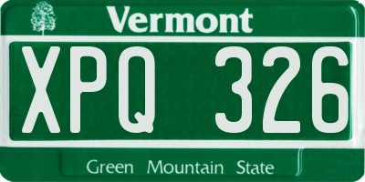 VT license plate XPQ326
