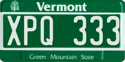 VT license plate XPQ333
