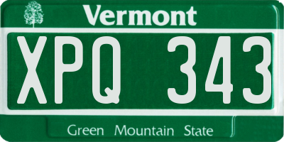 VT license plate XPQ343