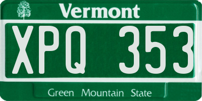VT license plate XPQ353