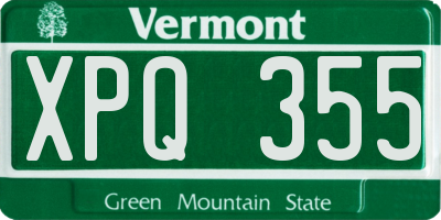 VT license plate XPQ355