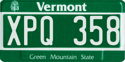 VT license plate XPQ358