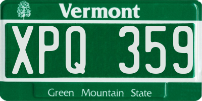 VT license plate XPQ359
