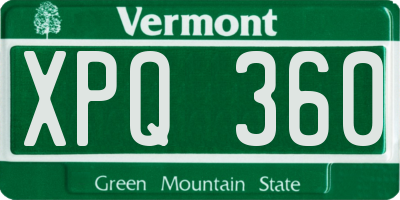 VT license plate XPQ360
