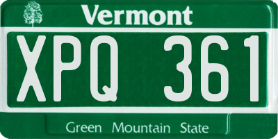 VT license plate XPQ361